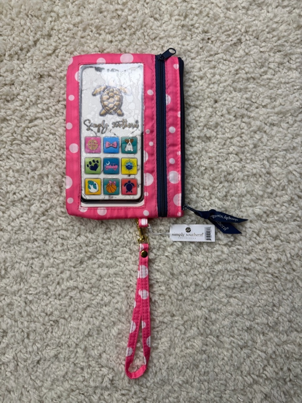 Simply Southern Pink Polka Dot Wristlet Phone Wallet NWT